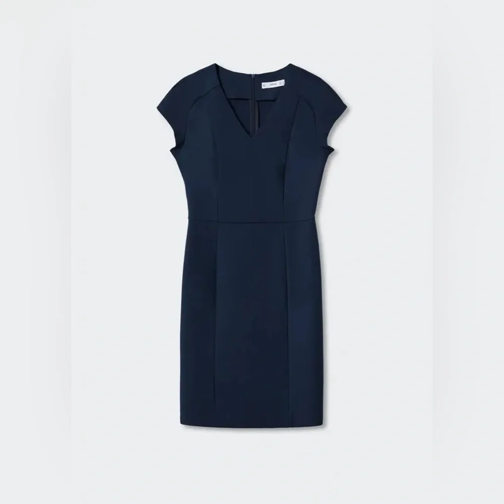 Mango Fitted Cotton Dress Navy Blue Size 0 NWT